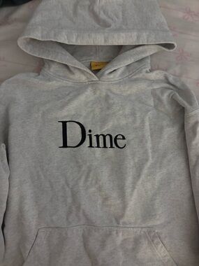 Dime Men's Crewneck Sweatshirt in Light Gray with Black Logo